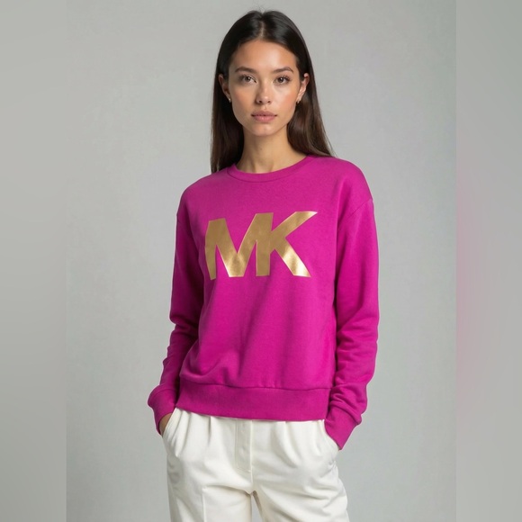 Michael Kors Tops - Michael Kors Fuchsia Sweatshirt with Gold MK Logo Size M
Excellent Condition